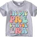 Toddler Girl Summer Clothes First Day of School Outfits in My Pre School Era Shirt (Green)