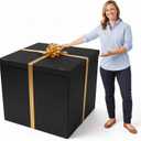 gisgfim 28 Inches Extra Large Gift Box Giant Gift Boxes with Lid Ribbon Pull Bow for Gender Reveal Pregnancy Announcement Birthday Surprise Anniversaries Wedding Party and Other Celebrations(Black), 1 Count