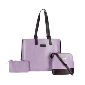 3PCS ECM Tote Set for Women - Stylish Top Handle Laptop Bag Satchel Purse Shoulder Handbag Cosmetic Pouch bag (Lavender)