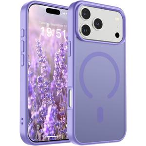 SUPFINE Magnetic for iPhone 17 Pro Max Case (Compatible with MagSafe)(Military Grade Drop Protection) Translucent Matte Shockproof with Anti-Fingerprint Phone Cover 2025,Purple