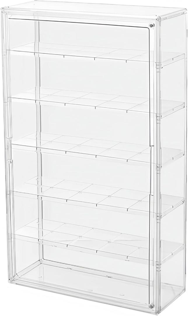 Wall Mountable 6-Tier Acrylic Display Case - Slim 14cm Depth for 100+ Mini Figures, Magnetic Door & Removable Shelves for Bobbleheads, Stackable Dust-Proof Cabinet (Extra Large(14.17*5.5*23.6in))