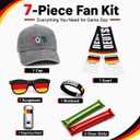 Germany Soccer Fan Gear Set, 7 Pcs 2026 Game Day Accessories with Hat, Scarf, Flag Sunglasses, Wristband, Flag Face Paint & Cheer Sticks, Soccer Party Supplies for Watch Parties