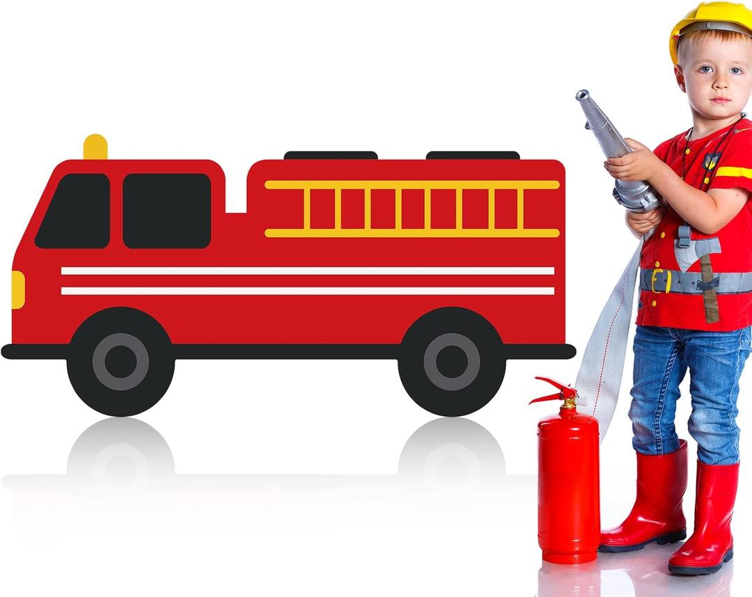 3ft Firetruck Birthday Party Decoration Fire Truck Themed Cardboard Cutout Standup Photo Props Party Back Drops for Birthday Baby Shower Anniversary Supplies (Fire Truck)