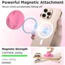Magnetic Phone Ring Grip Holder, Silicone Finger Loop Grip, Compatible with MasSafe, Back of Phone for iPhone Pro Max/Plus/16/15/15/14/13/12 Series, Tender Pink