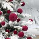 Super Holiday Velvet Christmas Ornaments Set, 35PCS Flocked Shatterproof Assorted Hanging Xmas Tree Ball Decorations, for Home Party Holiday Valentines Day Decor, Burgundy (1.57"-3.14")