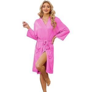 LYCY Short Robes for Womens Lightweight, Soft Womens Robe Spa Ladies Bathrobe 3/4 Sleeve, M