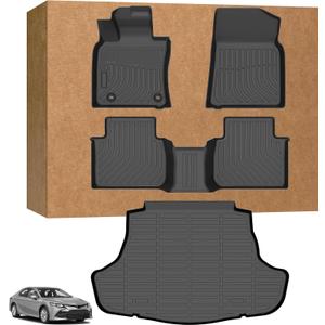 Floor Mats for Toyota Camry 2018-2024(FWD ONLY), Custom Fit 1st & 2nd Row for Camry Floor Mats & Cargo Mat, (Non Hybrid or AWD) TPE Waterproof Anti-Slip 2022 2023 Toyota Camry Mats Accessories