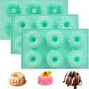 2025 New Mini Bundt Cake Pan, 3Pcs Silicone Fluted Tube Cake Pan, 6-Cavity Nonstick Silicone Baking Molds for Cupcake Cornbread Brownie Jello