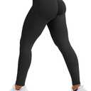 YEOREO SoftHue Hidden Scrunch Butt Workout Leggings for Women Lifting Seamless Mid Low Waist 25" Gym Fitness Yoga Pants with Tummy Control Black-XS