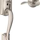 Schlage FE285 CAM 619 ACC RH Camelot Front Entry Handleset with Right-Handed Accent Lever, Lower Half Grip, Satin Nickel (Standard Interior Trim)