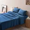 SONORO KATE Bedding Bed Sheets Set - 1800 Thread Count Soft Sheets, Cooling Microfiber Bedding Sheets & Pillowcases Sets-4 Pieces Sheets (King, Navy Blue)