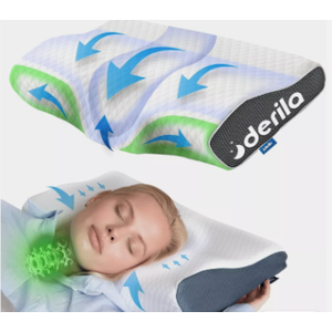 DERILA® Memory Foam Cervical Neck Pillow. Ergonomic Pillow for Sleeping, Snoring