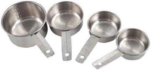 American Metalcraft MCL4 Stainless Steel Measuring Cup Set, Solid Flat Handle, Silver, 4 Piece