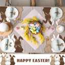 Set of 6 Easter Placemats 13 x 16 Inch Easter Bunny Placemats Grey White Brown Rabbit Easter Place Mats for Easter Table Decorations Bunny Spring Party Kitchen Dining Decorations