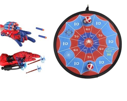 YWSZZG 2 Sets Spider Gloves Man Web Shooters Dart Board Toys Sticky Balls for Kids, Hero Cosplay Kids Launcher Toys Set for Birthday Party Christmas Halloween