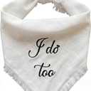 Two Tails I Do Too Wedding Dog Bandana, Tie-on Pet Scarf for Boy or Girl Dogs and Puppies, Wedding Dog Accessories, Engagement Gift, or Photo Prop, Breathable Linen and Viscose Fabric, Size Large