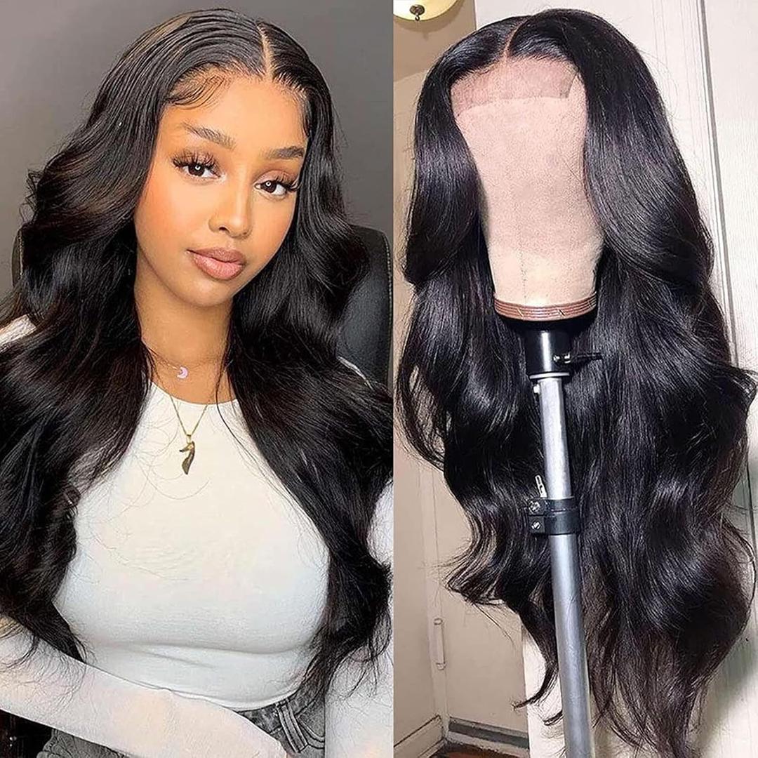 Siji Mei Body Wave Lace Front Wigs Human Hair for Black Women 4x4 Lace Closure Wigs Human Hair Pre Plucked 180% Density Brazilian Glueless Wigs 18 Inch