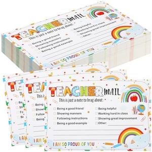 Pasimy 200 Pcs Teacher Mail Cards Back to School Classroom Positive Teacher Mail Notes to Parents Good Behavior Incentive Postcards Brag to Send Home Classroom Students Preschool Kindergarten Decor