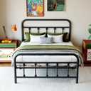 14 Inch Metal Bed Frame, Twin Size Bed Frame with Storage Space,Heavy Duty Sturdy Mattress Foundation,Easy Assembly,No Box Spring Needed, Black