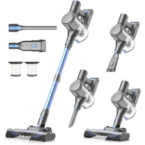 Zefiro Cordless Vacuum Cleaner for Home,450W /40Kpa 50Mins Stick Vacuum,Anti-Tangle 1.5L Dust Cup, Rechargeable Wireless Handheld Vacuum for Pet Hair/Carpet/Floor,C10 (Blue&gray)