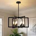 Modern Black Chandeliers for Dining Room, Industrial Metal Chandelier, 6-Light Adjustable Pendant Light for Farmhouse, Kitchen, Living Room(No E12 Bulbs)