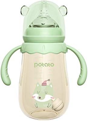 POTATO Baby Bottles PPSU Baby Feeding Bottle 10 oz Anti-Colic Bottles with Silicone Nipples Breastfeeding Bottles for Babies & Toddlers- Green
