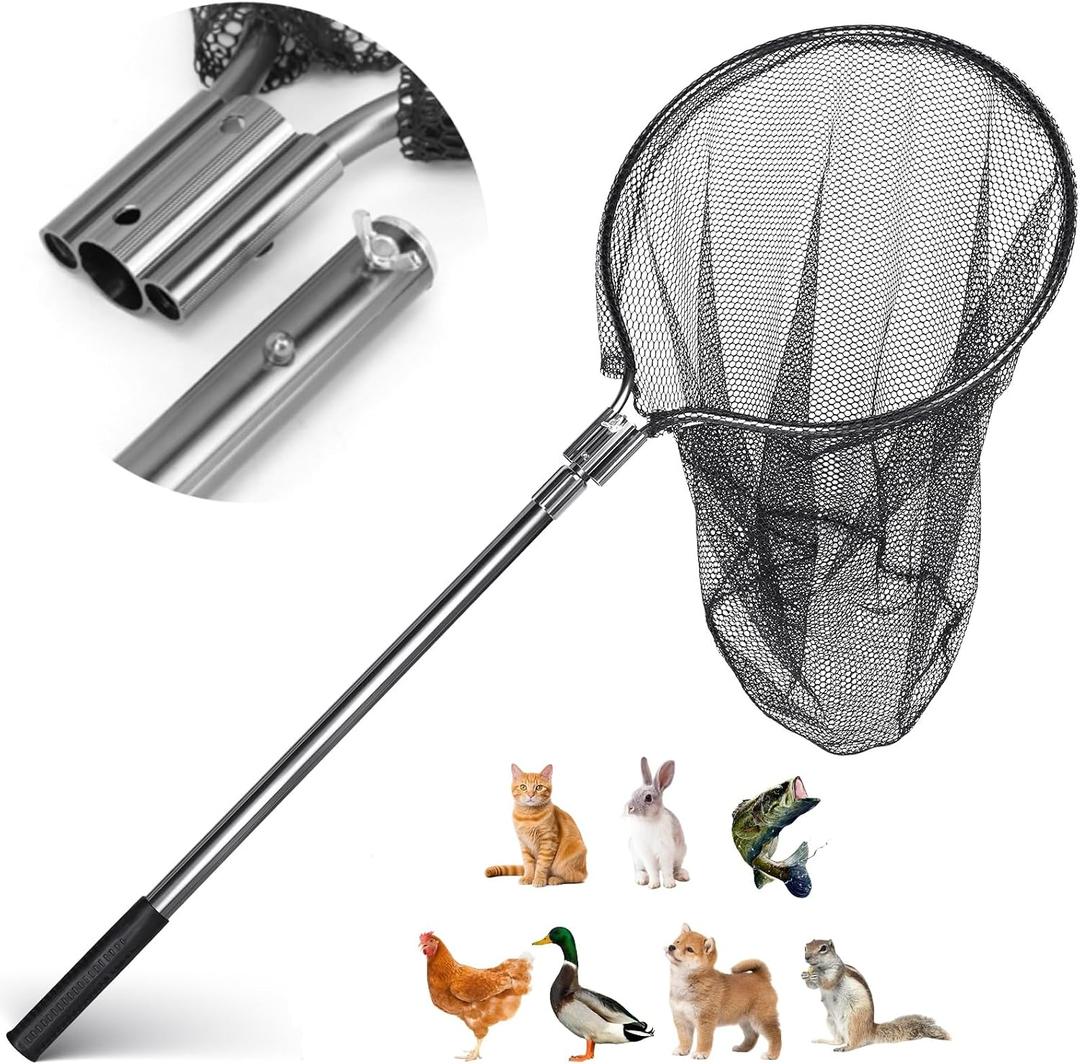 Catch Net, Small Animal Catcher Net for Chicken, Duck, Goose, Fish, Cat, Bird, Raccoon, Dog and Others(43"- 78" Handle with 20" Net Opening)