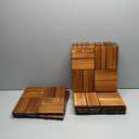 Set 10 Premium Deck Tiles, Interlocking Deck Tile, Wooden Patio Flooring Outdoor Waterproof, Acacia Wood Decking All Weather for Balcony Indoor and Outdoor Use (Golden Teak, Round Joints) (10 Pcs - 10 Square Ft)