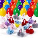 30 Pack Prefilled Easter Eggs with Plush Bunnies,Pre Filled Easter Eggs with Stuffed Toys Inside,Easter Basket Stuffers for Kids,Easter Egg Hunt,Classroom Prize