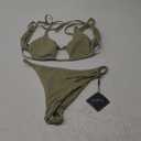 ZAFUL Women's Ribbed Star Shaped Cutout Tanga String Bikini Set Swimwear (N-Light Green, M)