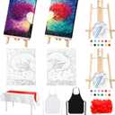 Zhanmai 112 Pcs Sip and Paint Kit for Adults Date Night Pre Drawn Canvas Paint Kit for Couples Canvas Painting Art Pre Drawn Stretch Art for Couple Valentine Party(Tree of Love,8 x 10 Inch)
