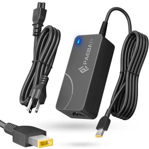 PAEBAI+ 65W 45W Laptop Charger for Lenovo Thinkpad T460 T470 T470S T440 T450S E531, Yoga 2 13 11S/Pro, X1 Carbon 2015/2016 Flex 20V 3.25A Square Tip AC Power Adapter