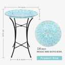 VCUTEKA Mosaic Bird Bath, Glass Birdbath Detachable with Metal Standing for Outdoor Patio Garden Backyard Dcor, Blue