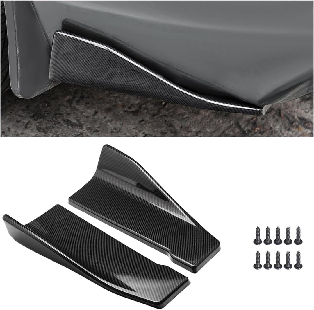 2 PCS Rear Bumper Lip Guards DIY Car Exterior Decoration, Anti-Collision Body Parts & Trim for Diffuser Splitter, Canard Protector Installed at The Bottom, Car Accessories (Carbon Fiber)