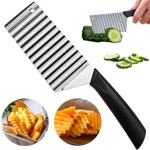 Suuker Crinkle Cut Knife for Veggies,Crinkle Cutter,Potato Cutter for Fries,Potato Slicer for French Fries,Pickle Slicer,Carrot Chopper,Stainless Steel Veggie Chopper for Avocado,Watermelon,Cucumber