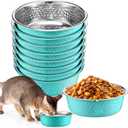 8 Pcs Hammered Stainless Steel Dog Bowls 2 Cup/16 oz, 5.5 Dia Metal Pet Food and Water Bowls Bulk Thickened Durable Replacement Dish for Small Medium Large Dog (Mint Green)