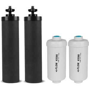 Gravity Water Filter Replacement,for Berkey Black Carbon (BB9-2) Purification Elements and Fluoride Filters K5366 (PF-2) Combo Pack,Compatible with Berkey Filtration System,Pack of 4