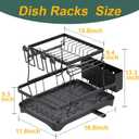 LIYI Dish Drying Rack,Large Dish Rack for Kitchen Counter,2-Tier Dish Racks with draining Tray,Detachable Capacity Dish Drainer Organizer,Black