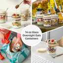 6 Pack Overnight Oats Containers with Lids and Spoons, 16 oz Glass Mason Overnight Oats Jars, Large Capacity Airtight Jars for Milk, Cereal, Fruit(Beige