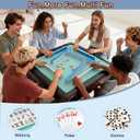 Drydiet Vegan Leather Mahjong Game Mat 31.5 x 31.5 Inch Reversible Anti Slip Noise Reducing Waterproof Mahjong Mat for Table, Poker, Board Games, Dominoes and Card Game(Mint Green and Dusty Blue)
