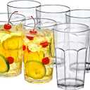 Amazing Abby - Affinity - 20-Ounce Plastic Tumblers (Set of 6), Clear Reusable Plastic Cups, Stackable, BPA-Free, Shatter-Proof, Dishwasher-Safe