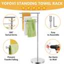 Freestanding Towel Rack, 40 Inch Tall Standing Towel Racks for Bathroom with Weighted Base, Modern Floor Towel Drying Holder Stand with 4 Swivel Arms, Stainless Steel, Chrome, YOFOVI
