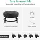 FURWOO Low Roller Seat PU Leather Rolling Stool with Wheels for Manicure, Mechanic,Home Office, Garage Shop Black