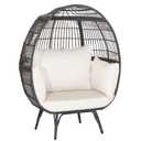 Oversized Outdoor Rattan Egg Chair Patio Wicker Basket Lounge Chair with Cushions & Pillows