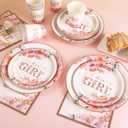 175 PCS Baby Shower Decorations for Girl, Floral Baby Shower Plates and Cups and Napkins Sets Serve 25, It's a Girl Plates Set for Baby Girl Gender Reveal Birthday Party Decorations