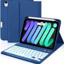 Cousper for iPad Mini 7 Keyboard Case A17 Pro 2024/iPad Mini 6 Generation Case with Keyboard 2021 8.3 Inch, Pencil Holder, 7 Color Backlit Detachable Keyboard Cover for iPad Mini 7th/6th Gen,Navy Blue