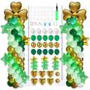 2 Set Adjustable St. Patrick's Day Balloon Column Stand Kit Green White Golden Balloons Arch Garland for Lucky Irish Festival Baby Shower Birthday Party Decorations Supplies