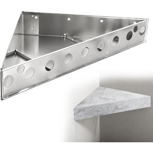 Floating Corner Shower Bench, 17"x17"x24" Wall Mounted Shower Seat Serves as Shower Stool & Shaving Foot Rest, Space Saving Storage Shelf for Small Bathroom (Silver)