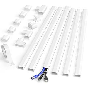 Delamu Cord Hider, Large Cord Covers for 2-3 Wires, Wire Covers for Cords Cable Hider, 94.5in Wire Hiders for TV on Wall, Easy Set up Cable Cover Management Kit, 6X L15.7 W1.0 H0.53in