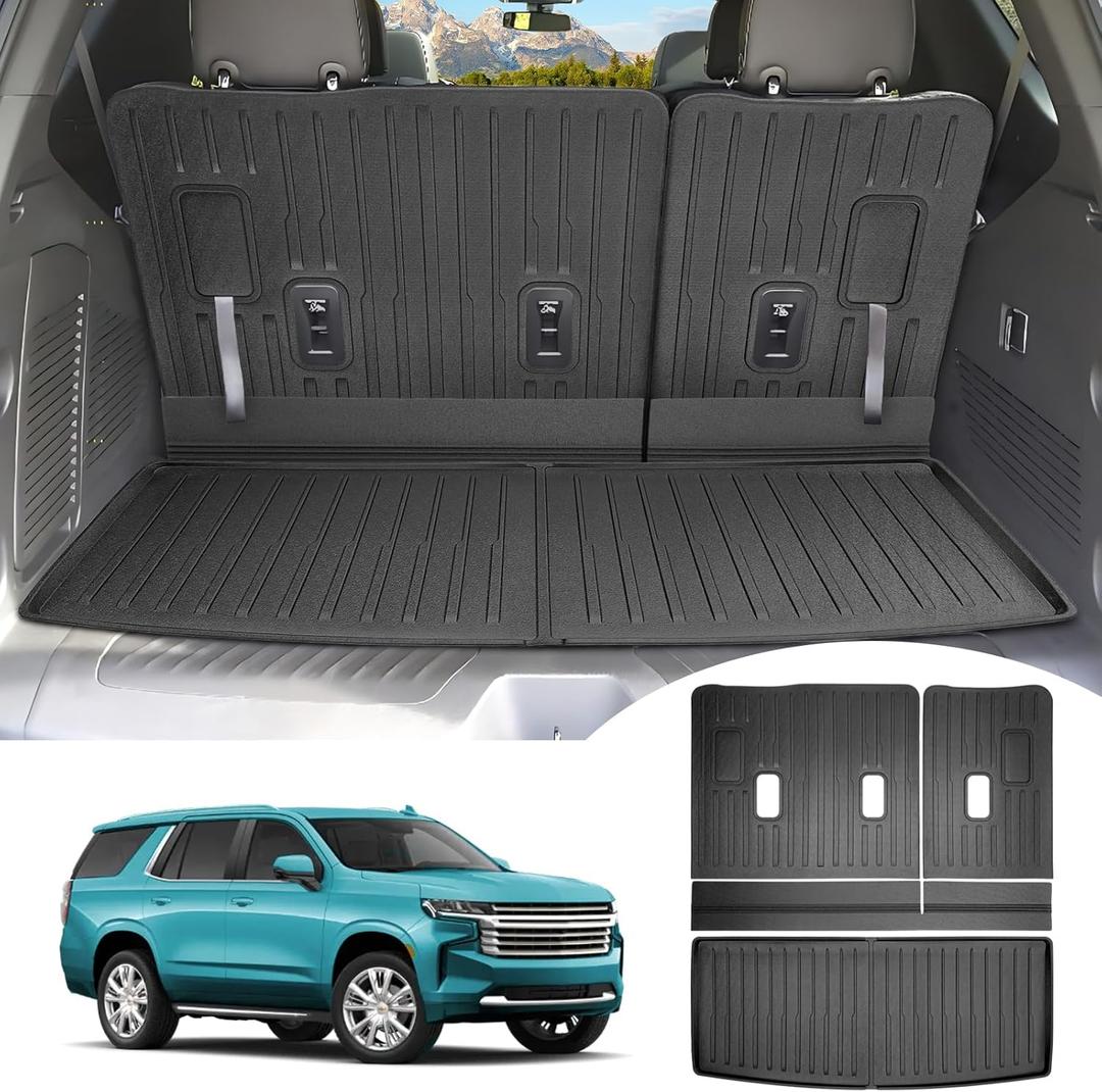 Cargo Mats for 2022-2025 Chevy Tahoe/GMC Yukon Trunk Mat with Backrest Mat All Weather Rear Seat Back Cargo Liners for 2022 2023 2024 2025 Chevrolet Tahoe/GMC Yukon Accessories